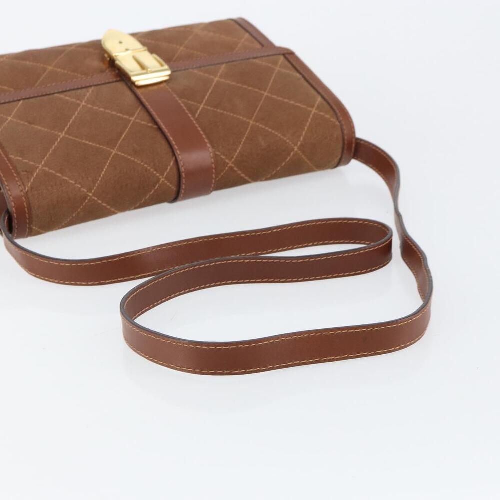 GUCCI Shoulder Bag Suede Leather Brown Gold - Picture 7 of 12